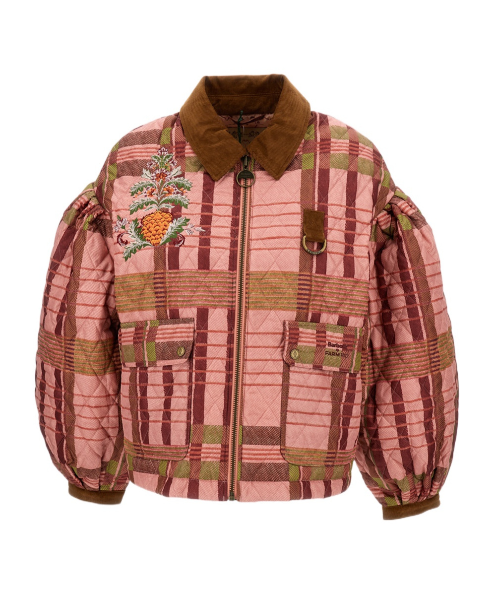 Barbour X Farm Rio Ana Clara Balloon-sleeves Quilted Jacket In Brown