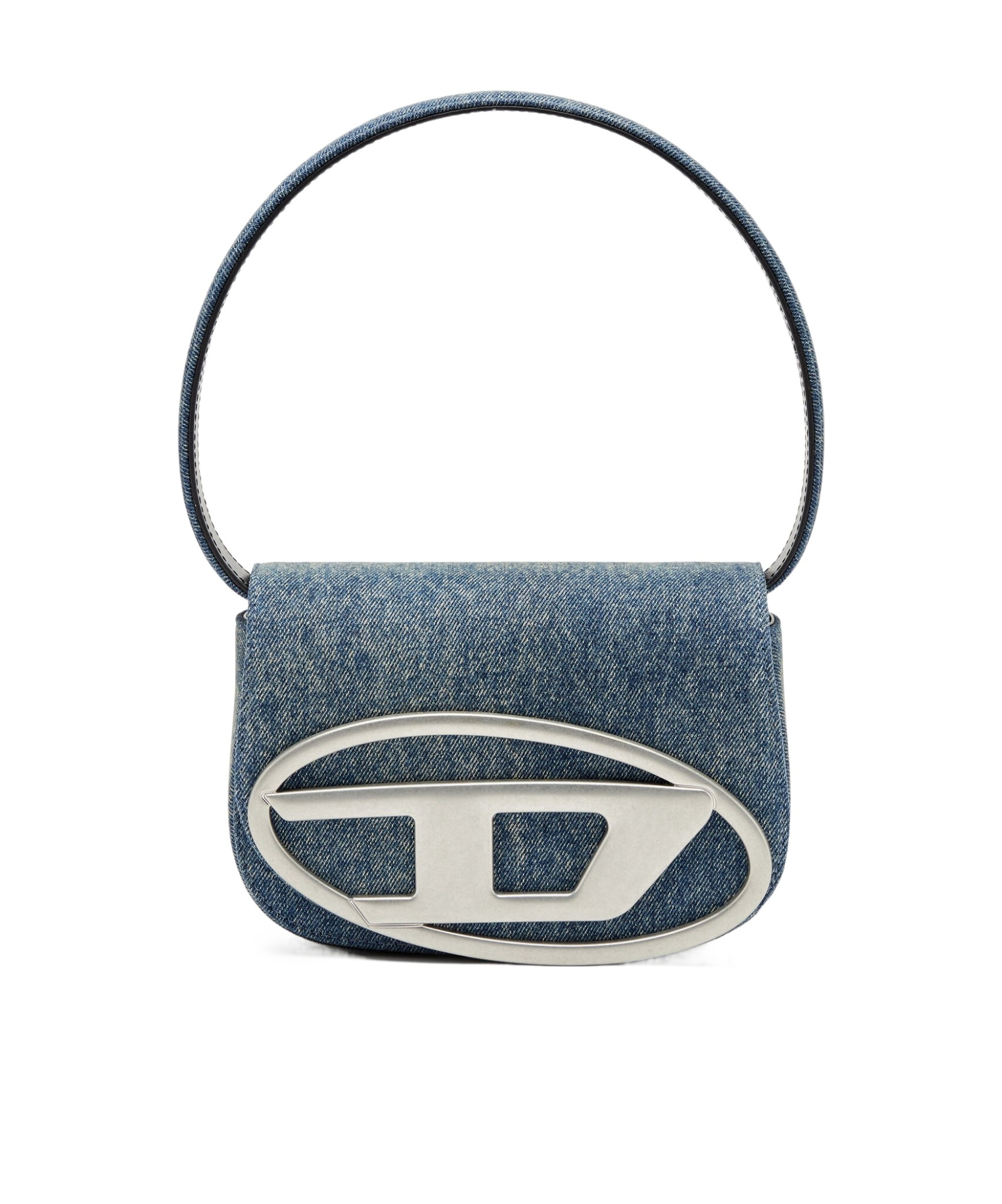 Diesel Shoulder Bag In Blue Denim With Leather Trims And Oval D Plaque