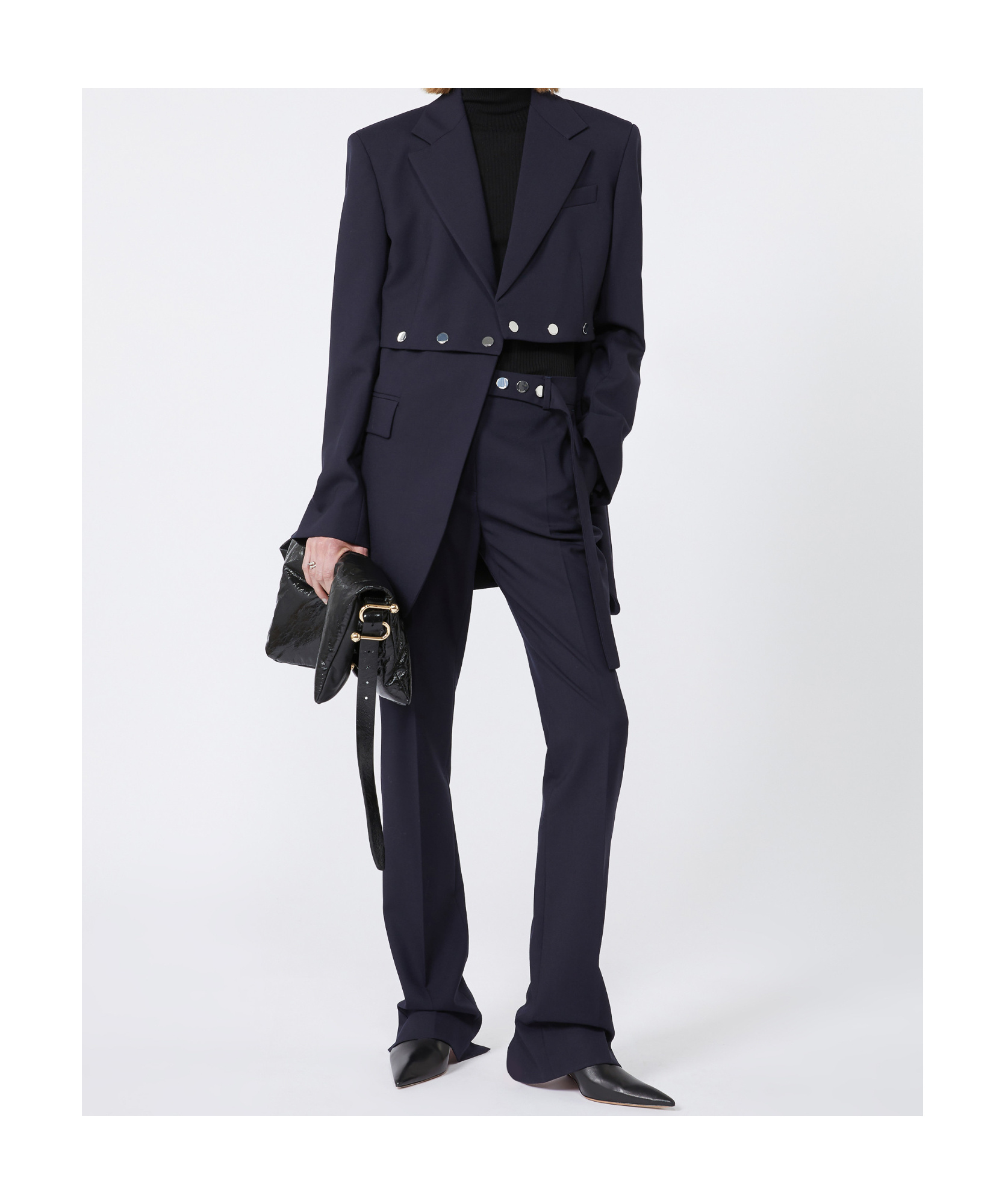 Sportmax Virgin Wool Turtleneck Knit Sweater In Black