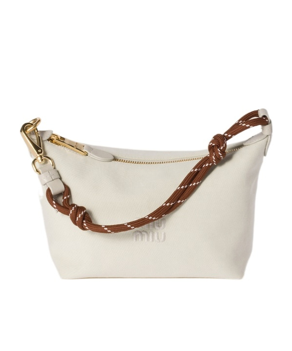 Miu Miu Gabardine Sachet In Plaster White/chalk White
