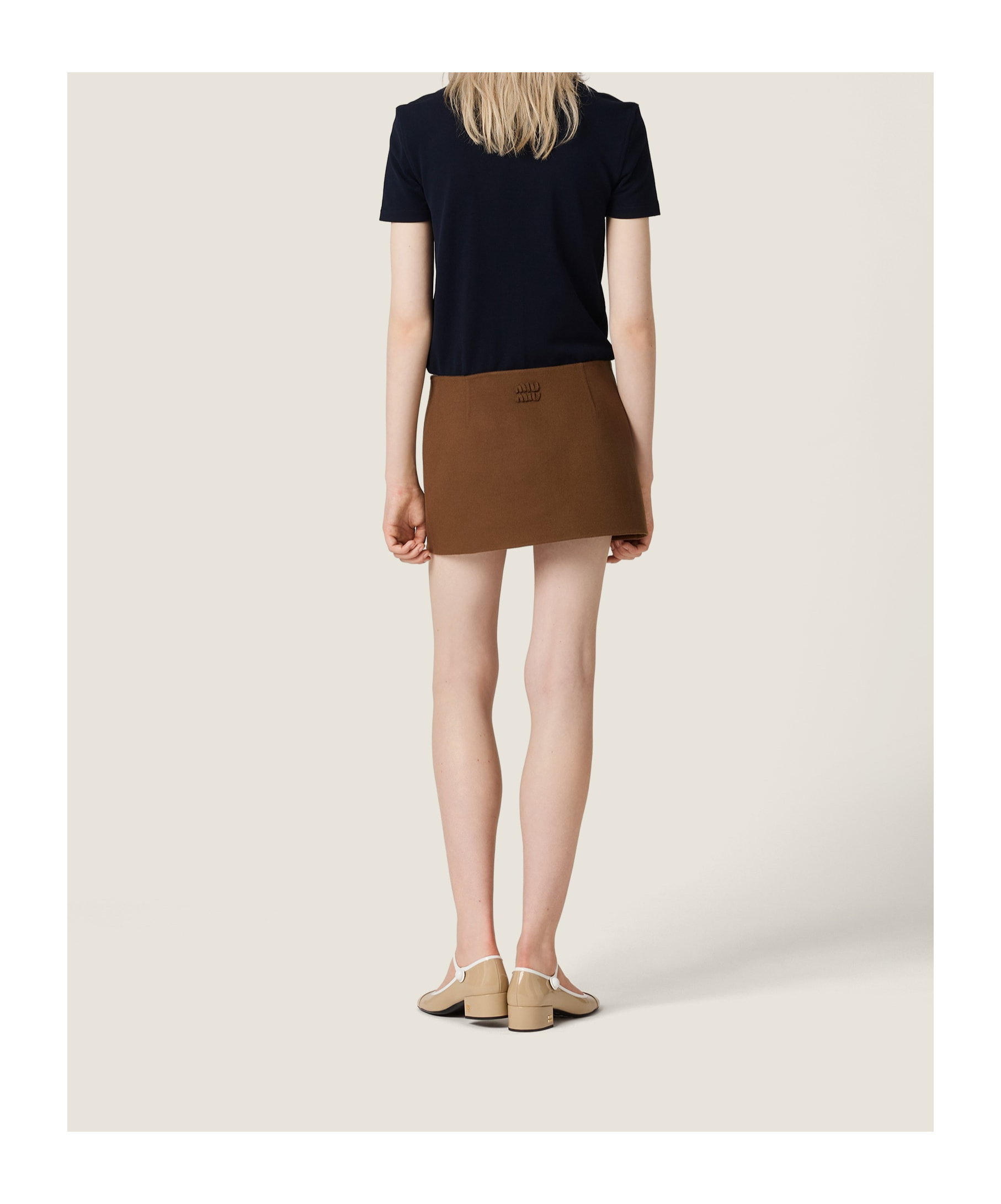 Miu Miu Short-sleeve Logo Top In Blue