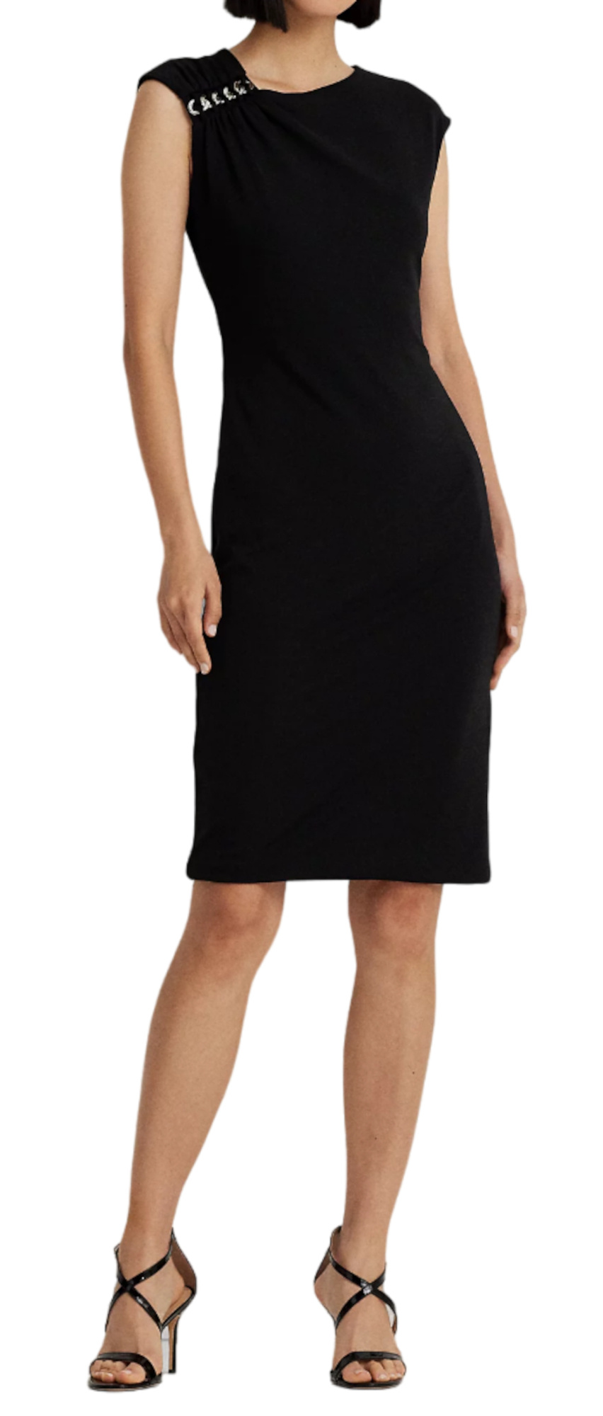 Polo Ralph Lauren Chain-link Detail Midi Dress In Black