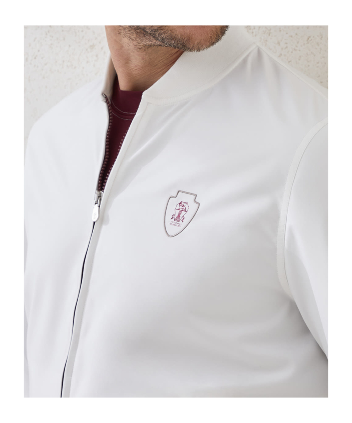Brunello Cucinelli Nylon Sweatshirt With Logo And Zipper In White