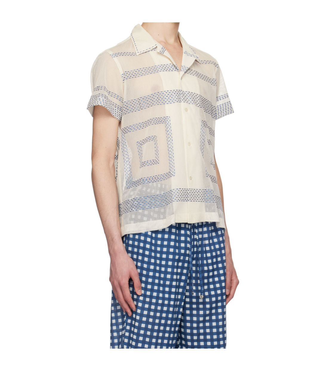 Bode Off-white Tile Stitch Shirt In Nude