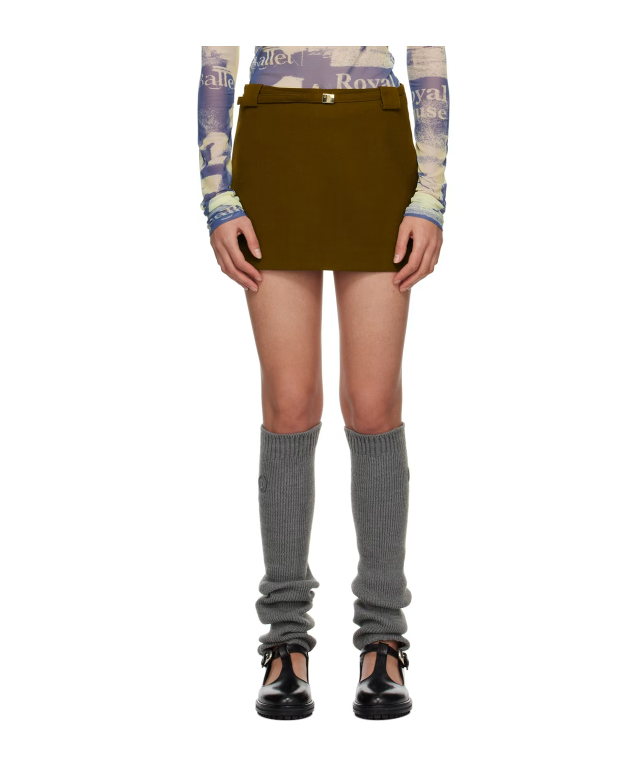 Open Yy Lace-up Mini Skirt In Green