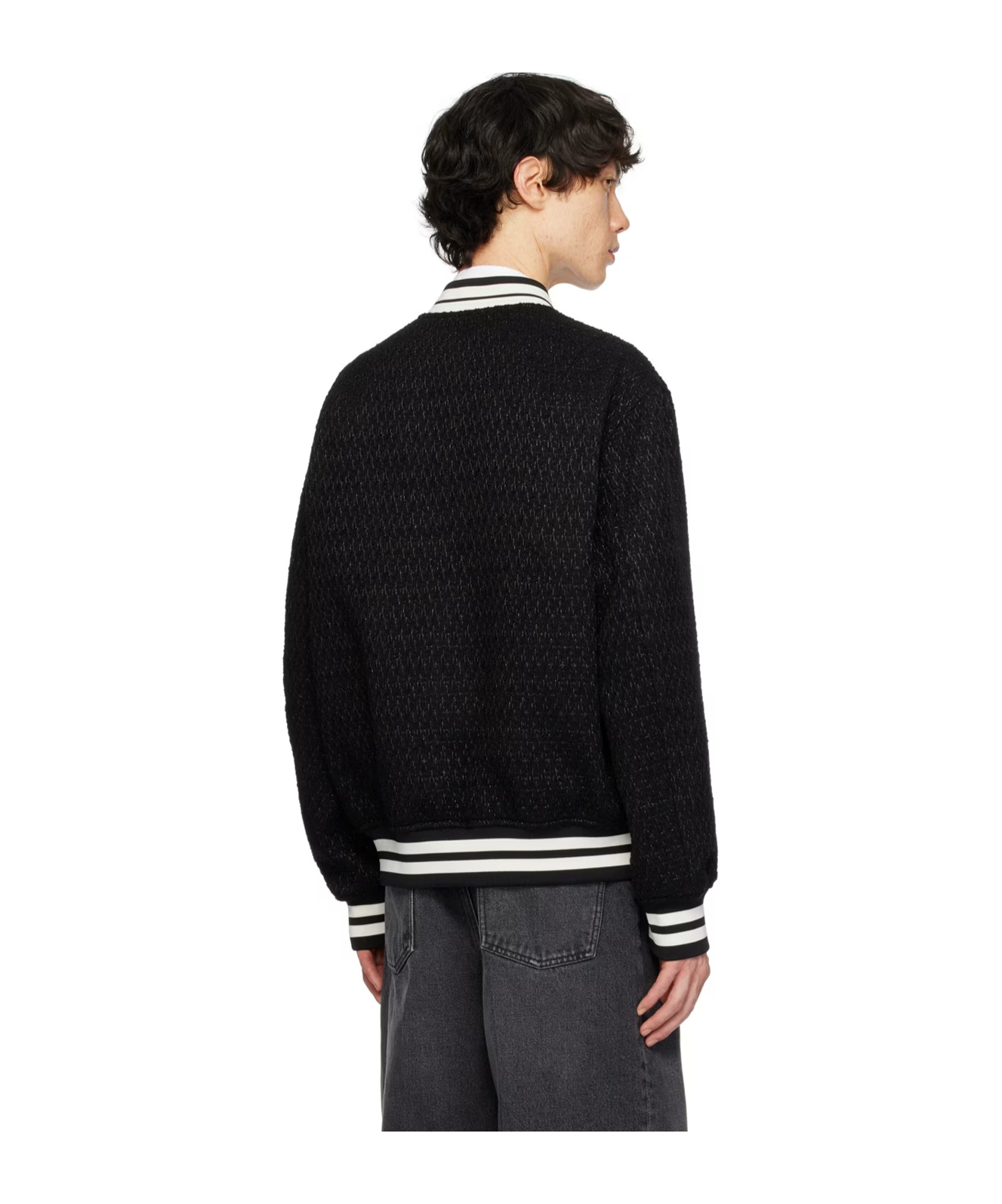 Valentino Long-sleeved Casual Jacket With Standing Collar In Black