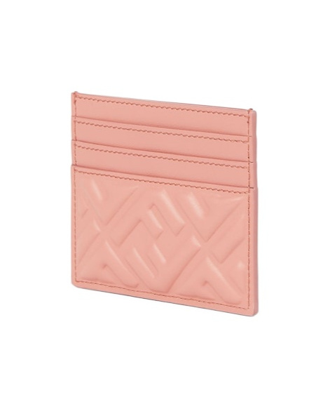 Fendi Pink Nappa Leather Flat Card Case With Ff Motif In Pink
