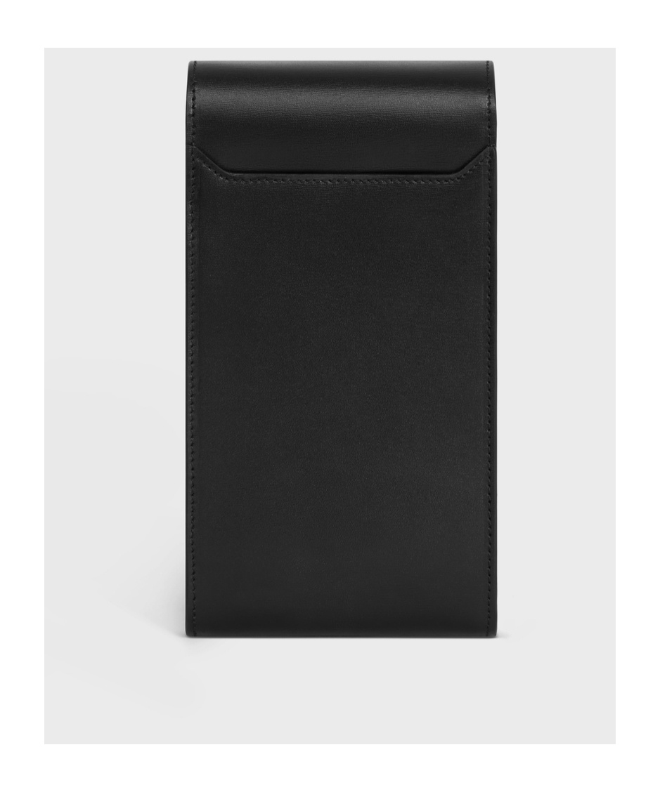 Celine Triomphe Glossy Calfskin Mobile Phone Bag In Black