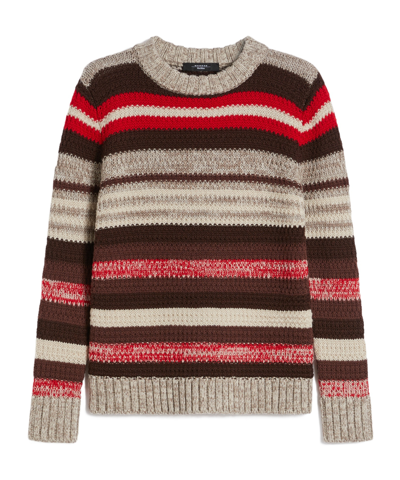 Weekend Max Mara Ilde Stripe Virgin Wool Crewneck Sweater In Multi