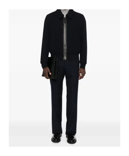 Tom Ford Leather-trimmed Wool Jacket In Black