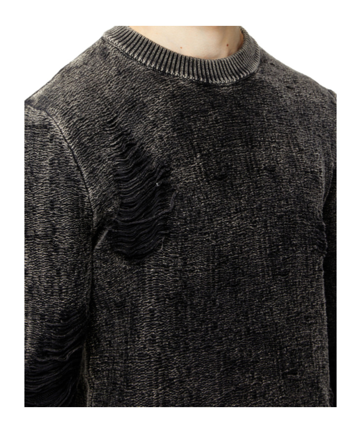 Diesel Destroyed Jumper With Floating Yarns In Gray
