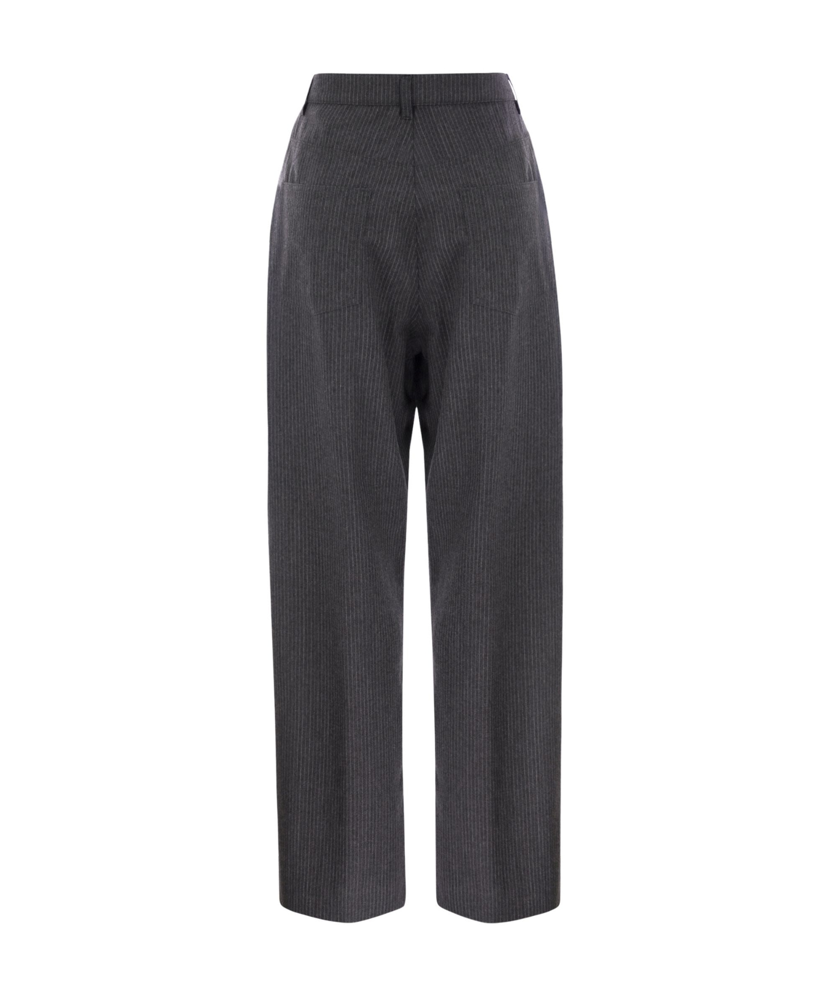 Fabiana Filippi 5-pocket Virgin Wool Pinstripe Trousers In Black