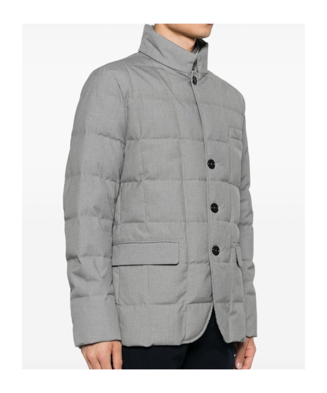 Fay Layered Design Puffer Jacket In Gray