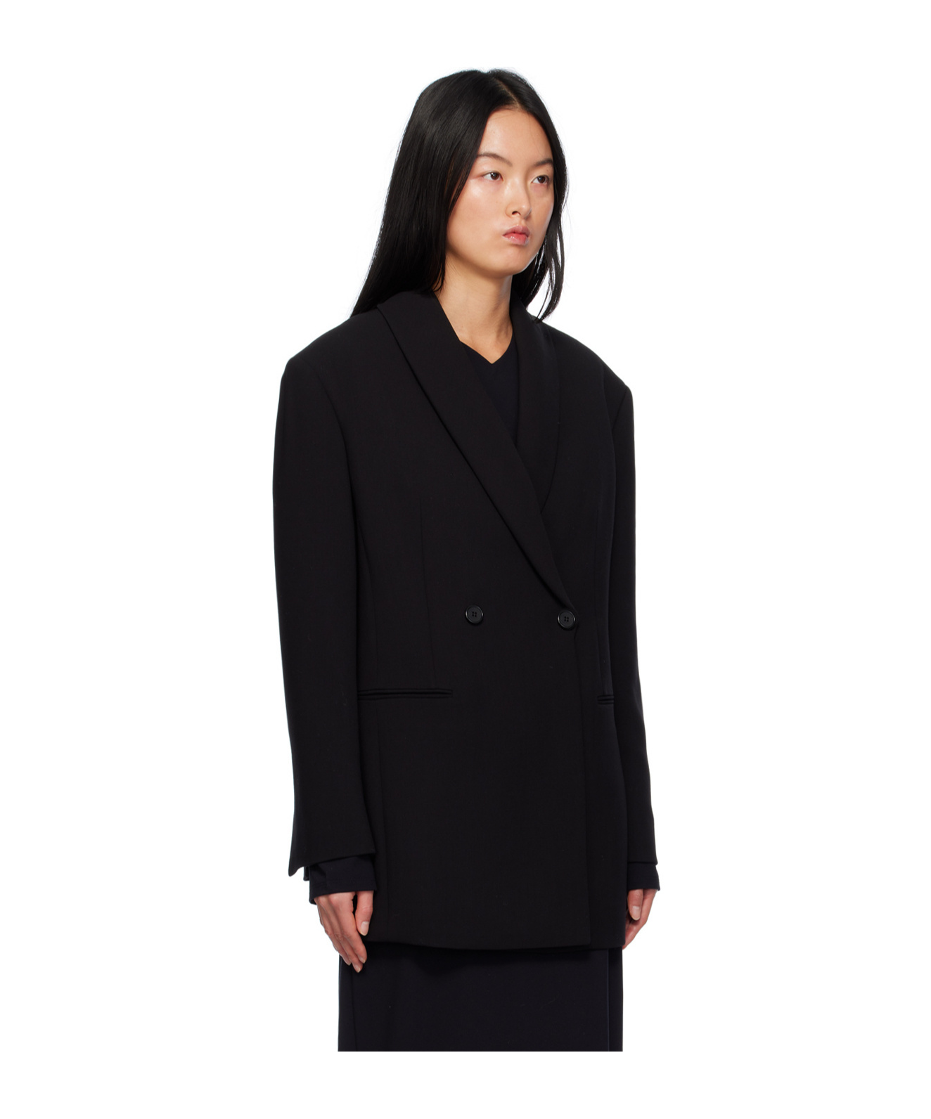 The Row Lapel Long-sleeved Suit Jacket In Black