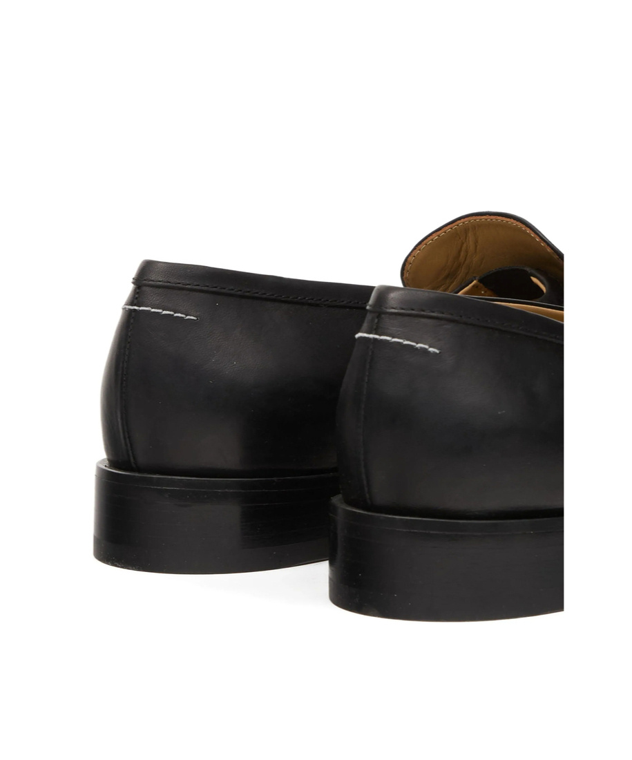 Mm6 Maison Margiela Tabi Leather Slip-on Shoes In Black