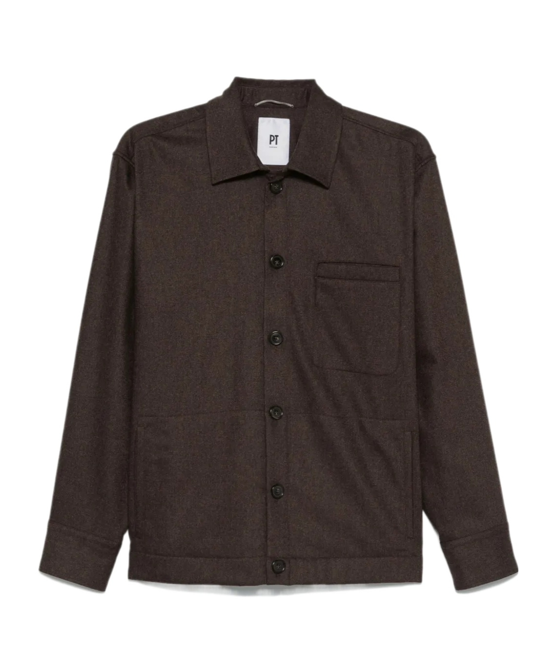 Pt01 Casual Jacket With Wide Collar Shirt In Brown