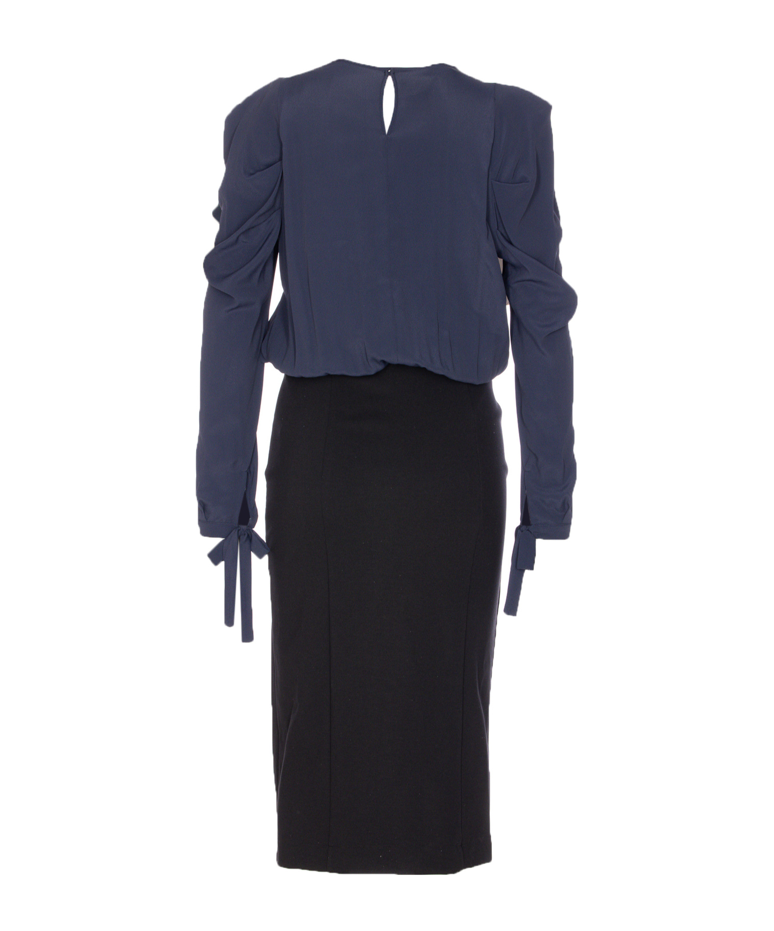 Pinko Omelette Dress With Bow And Keyhole In Blue