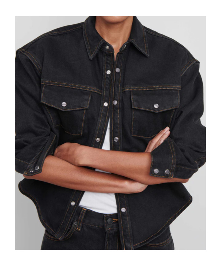 Wardrobe.nyc Denim Jacket With Chest Pockets In Black
