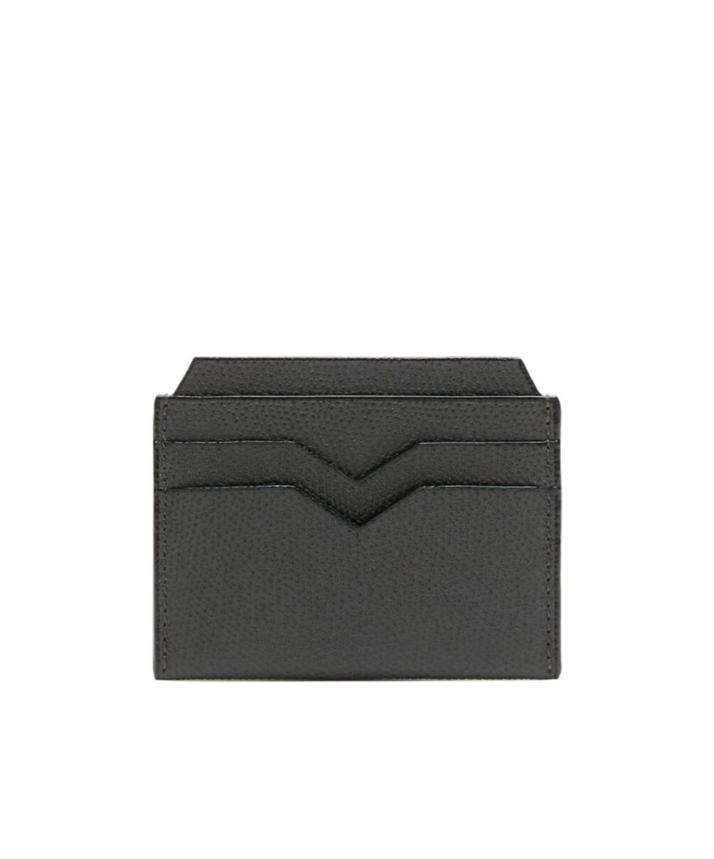 Valextra Calf Leather Card Holder In Black