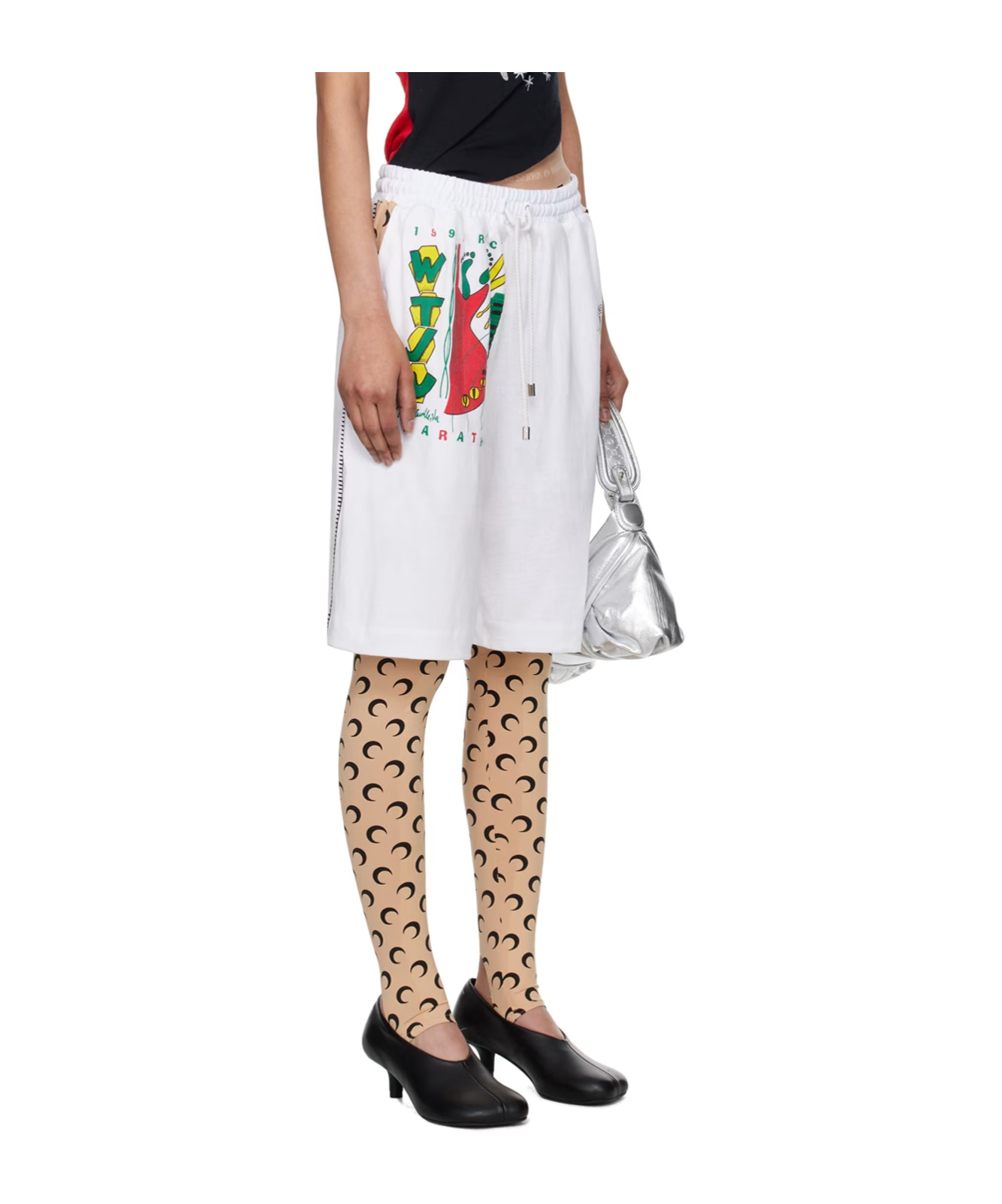 Marine Serre Elastic Drawstring Shorts In White