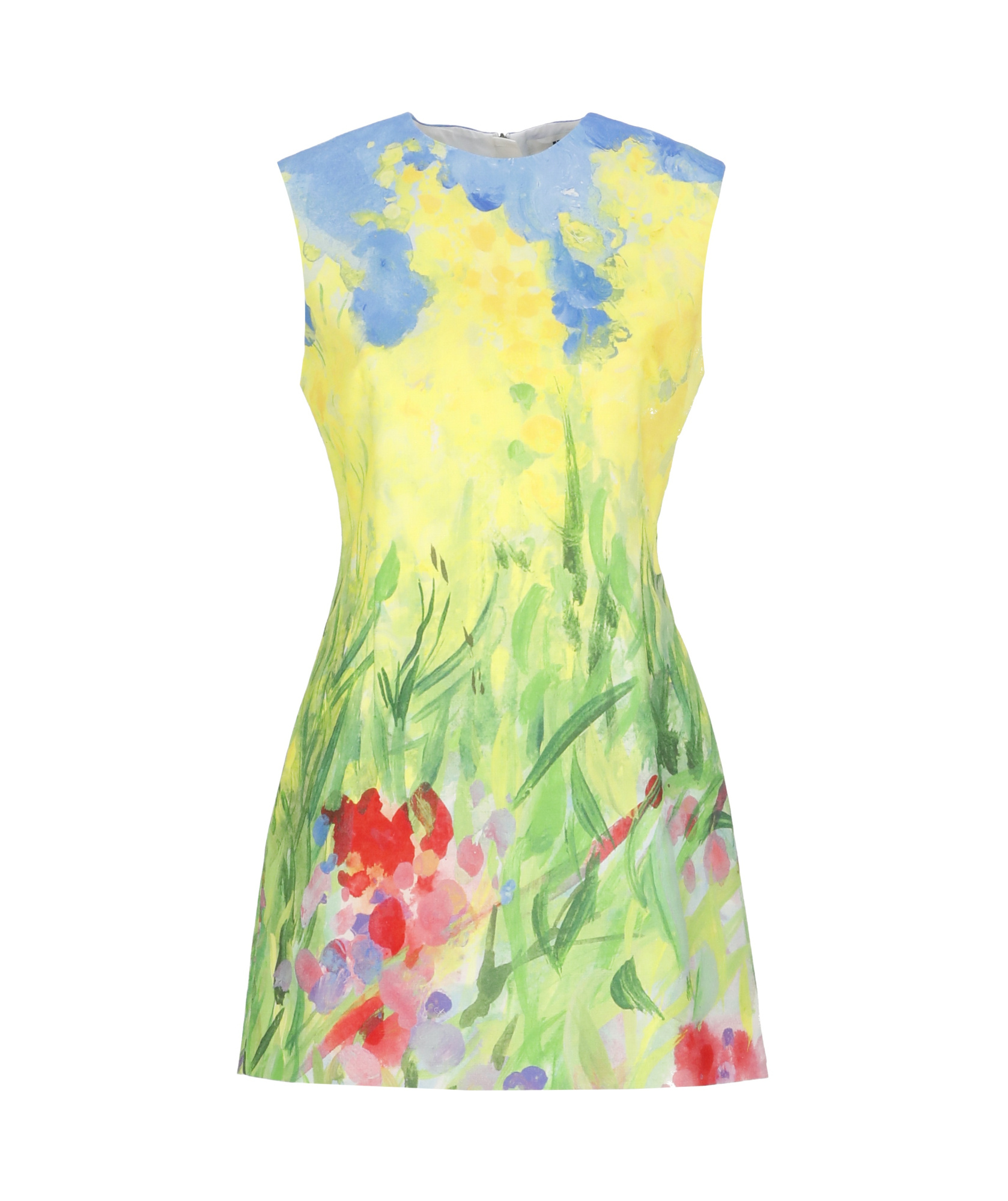 Msgm Yellow Cotton Dress In Green