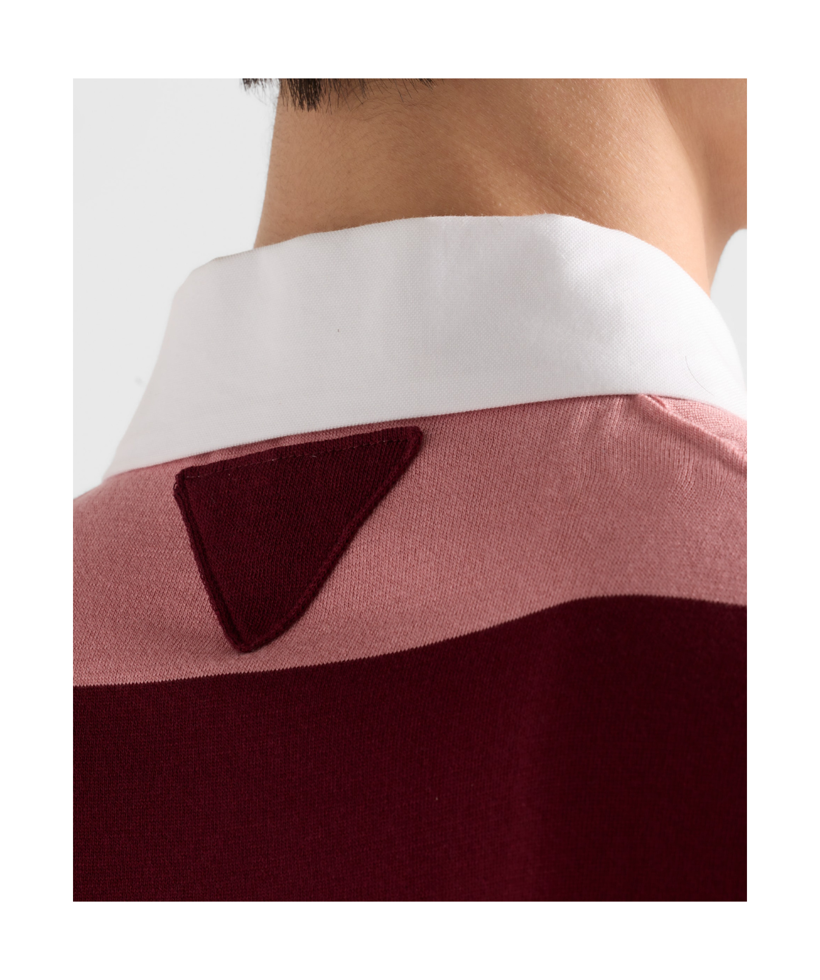 Prada Striped Silk And Cotton Polo Shirt In Wine Red