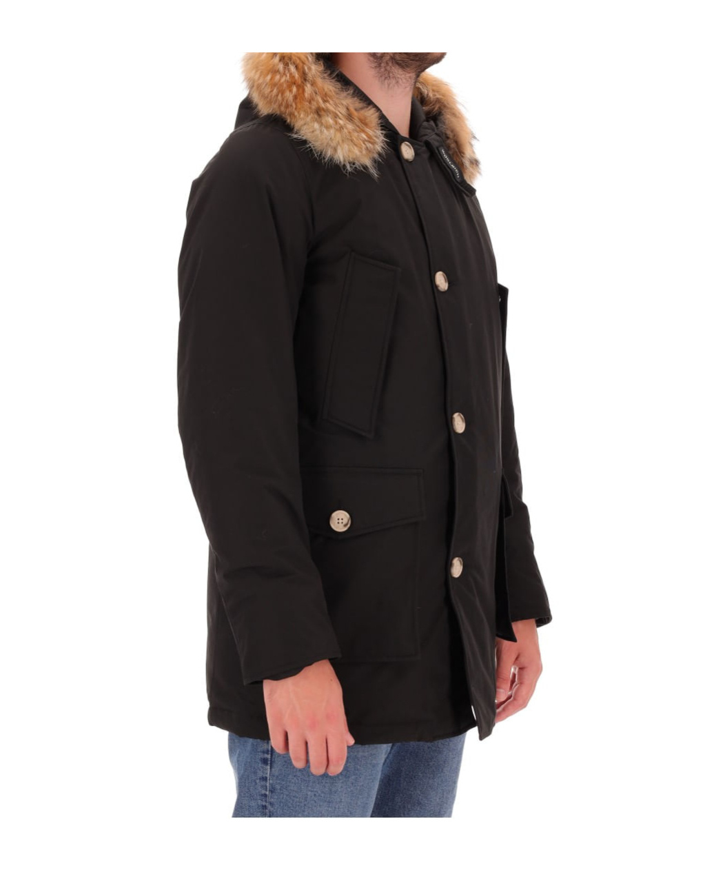 Woolrich Long-sleeved Down Jacket In Black