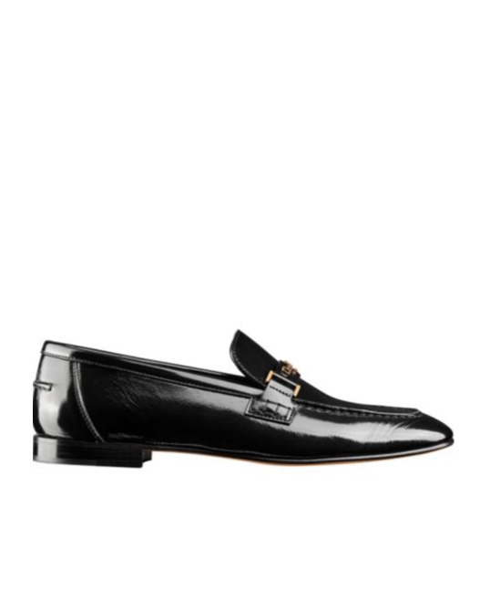 Dior Metal Buckle Detail Loafers In Black