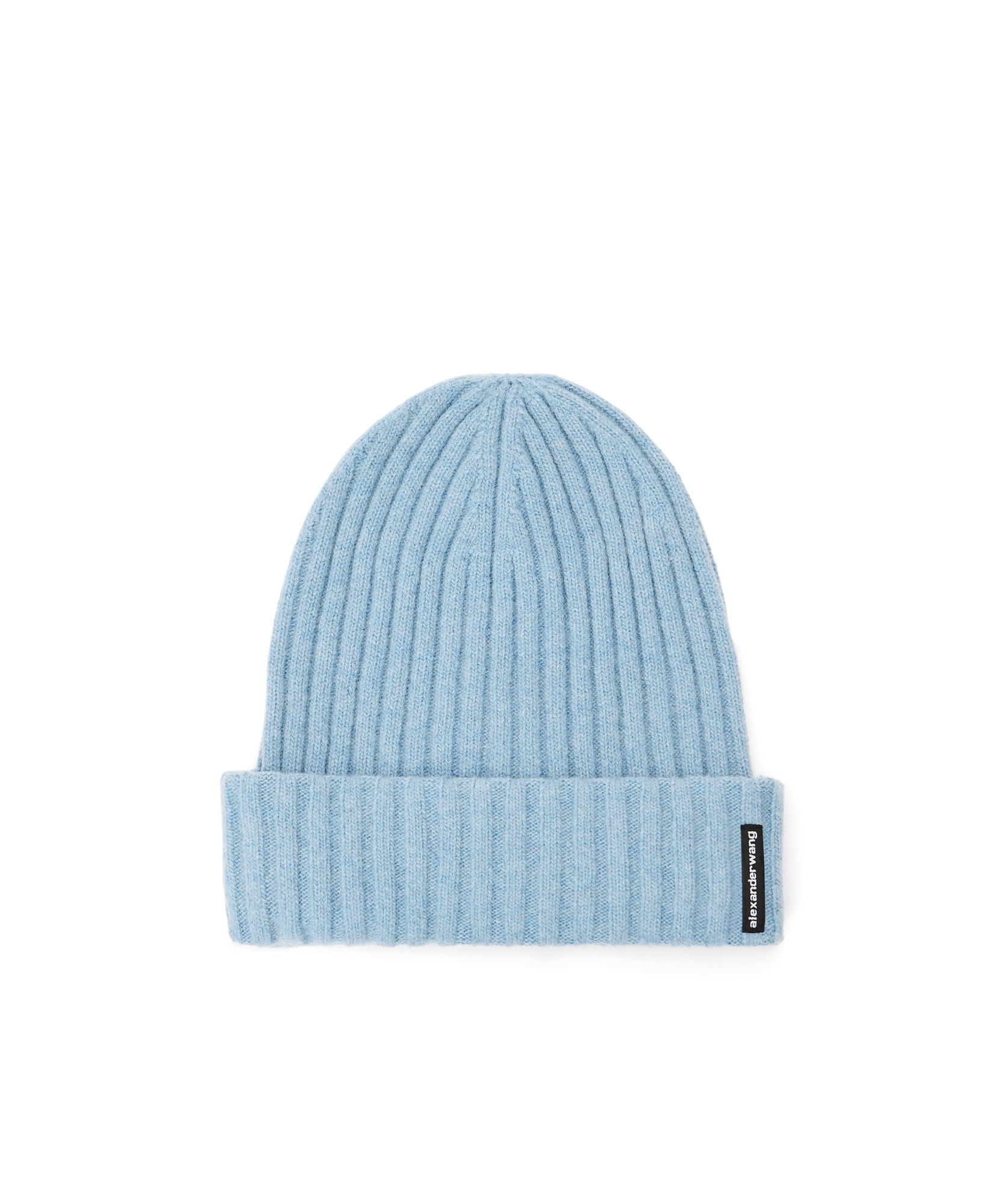 Alexander Wang Logo-patch Ribbed Beanie Hat In Blue