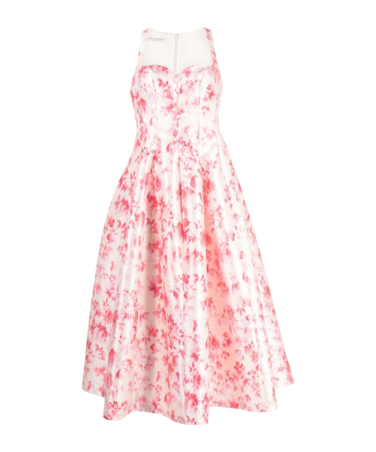 Philosophy Di Lorenzo Serafini Womens Fantasy Print Ivory Floral-print Sweetheart-neck Woven Midi Dr In Multi