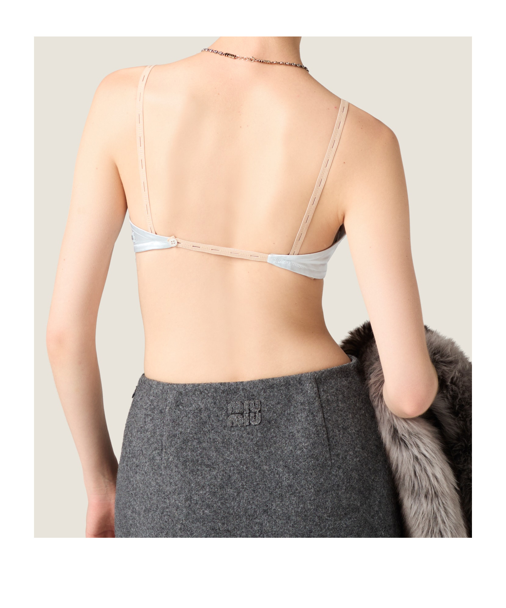 Miu Miu Soft Satin Bra Adjustable Straps In Blue