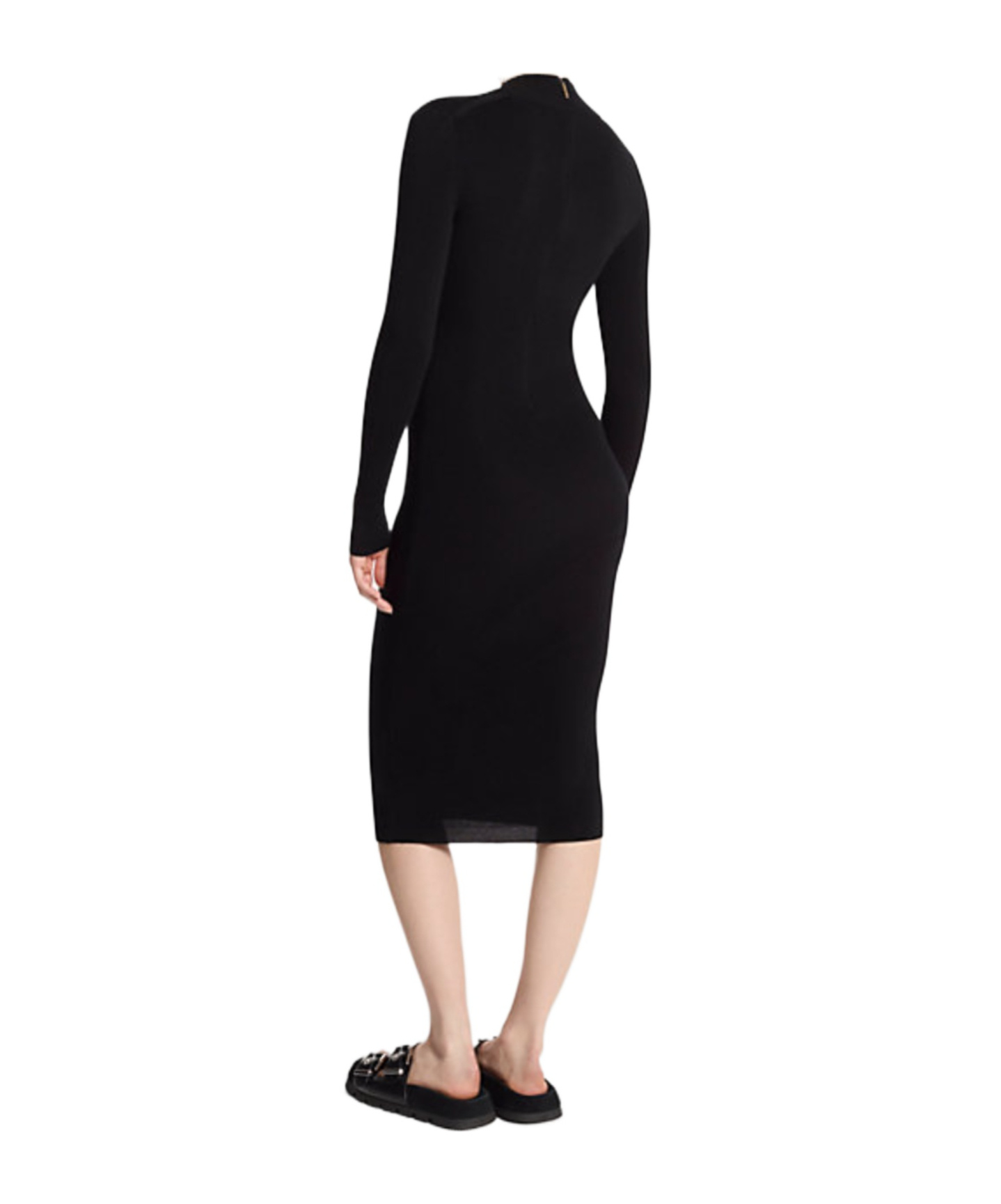 Shop Michael Kors Stretch Wool-blended Stand-neck Dress In Black