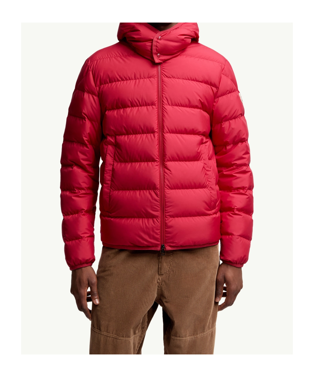 Moncler Quilted Down Jacket With Detachable Hood In Red