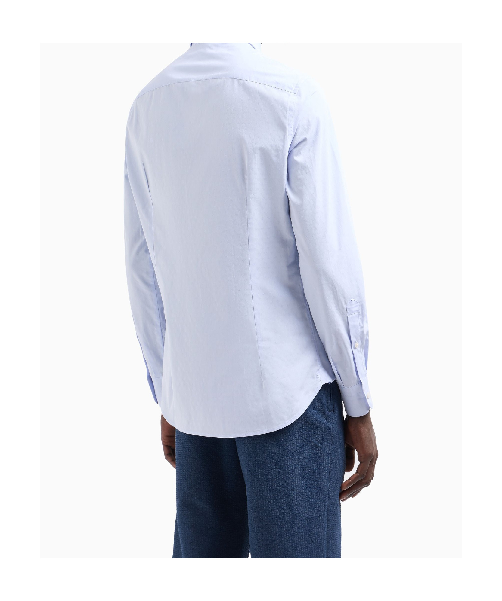 Emporio Armani Cotton Shirt With All-over Jacquard Logo Pattern In White