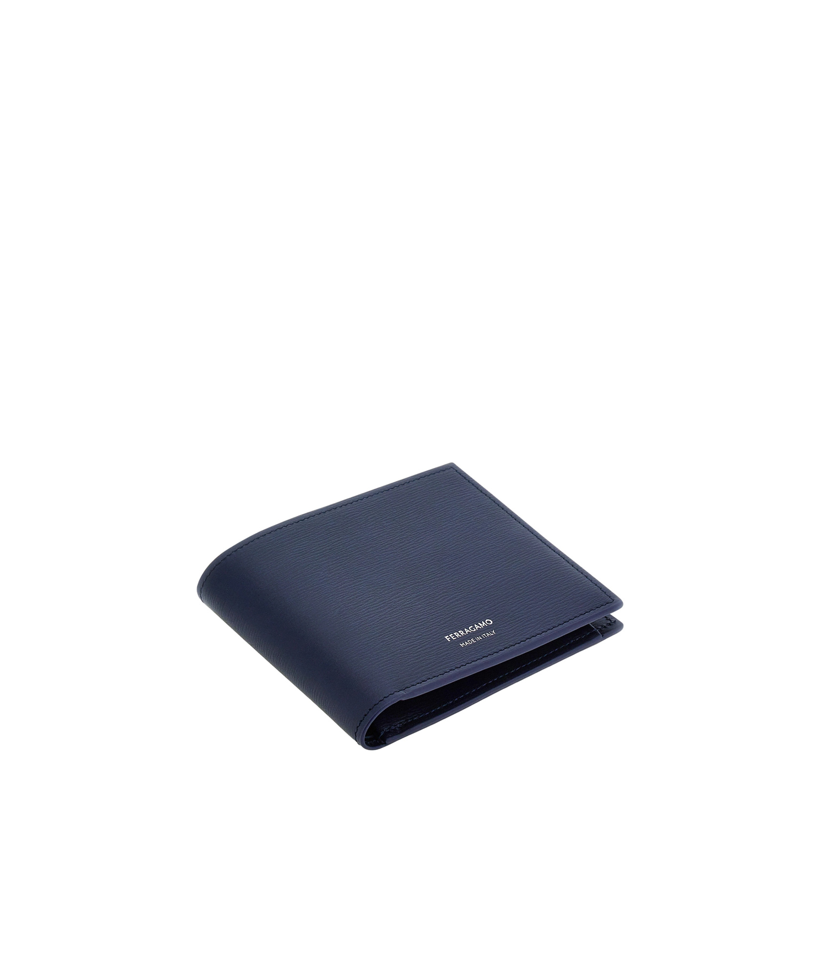 Ferragamo Logo Bi-fold Leather Wallet In Midnight Blue