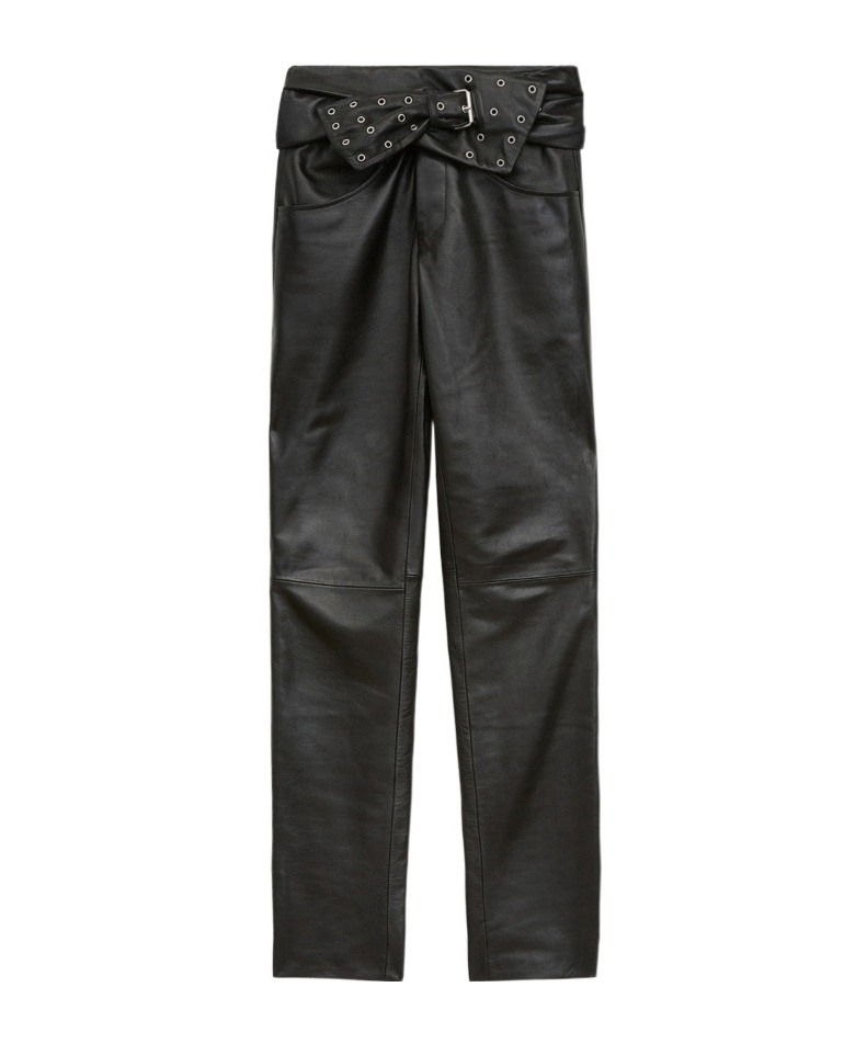 Isabel Marant Chazia Straight-leg Leather Pants In Black