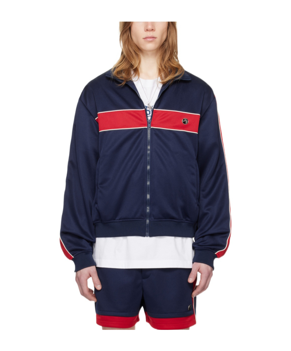 Ambush Stripe-trim Track Jacket In Blue