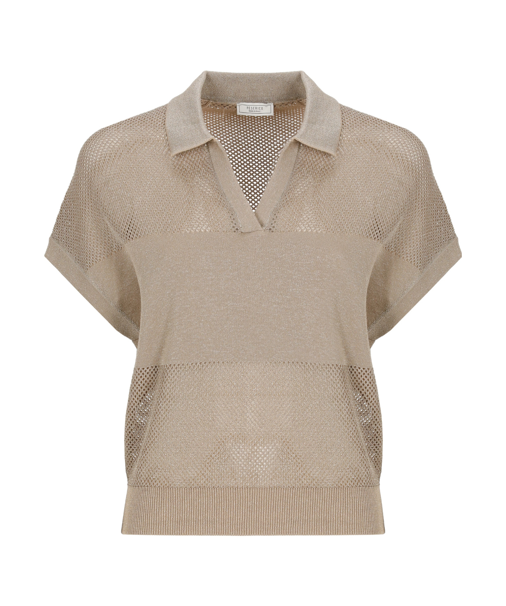 Peserico Women Tricot Polo Shirt In Pure Cotton Crepe Yarn In Brown