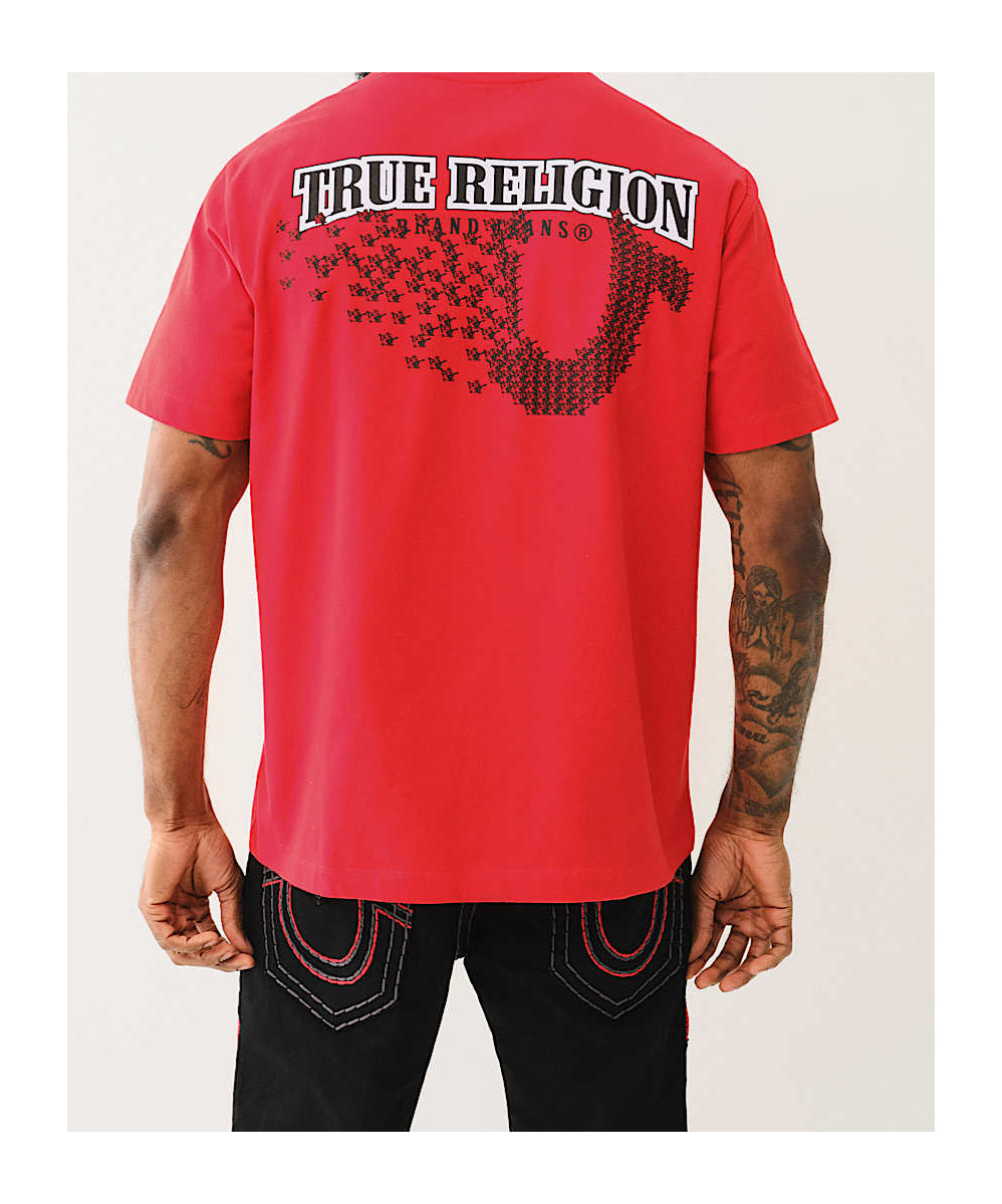 True Religion Mini Buddha Horseshoe Tee In Red