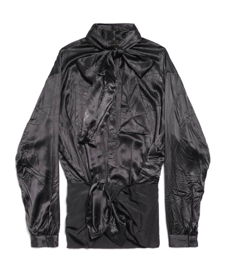 Balenciaga Women's Knotted Lavalière Blouse In Black In Black