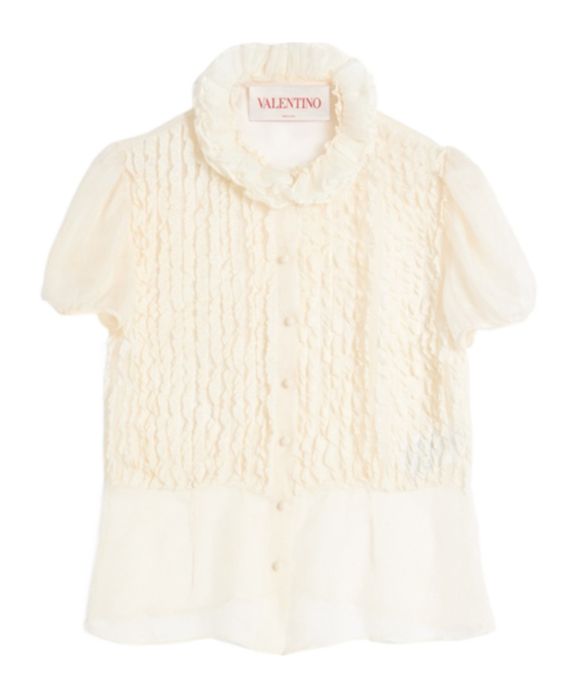 Valentino Chiffonbluse Frau Elfenbein 46 In White
