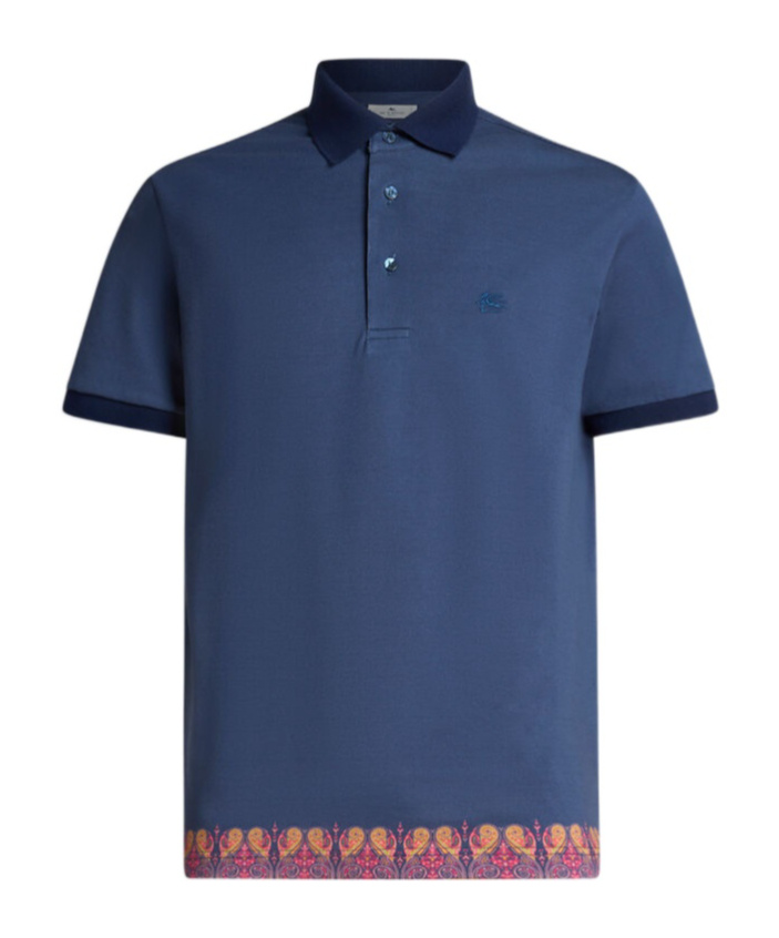 Etro Polo Shirt With Print In Blue