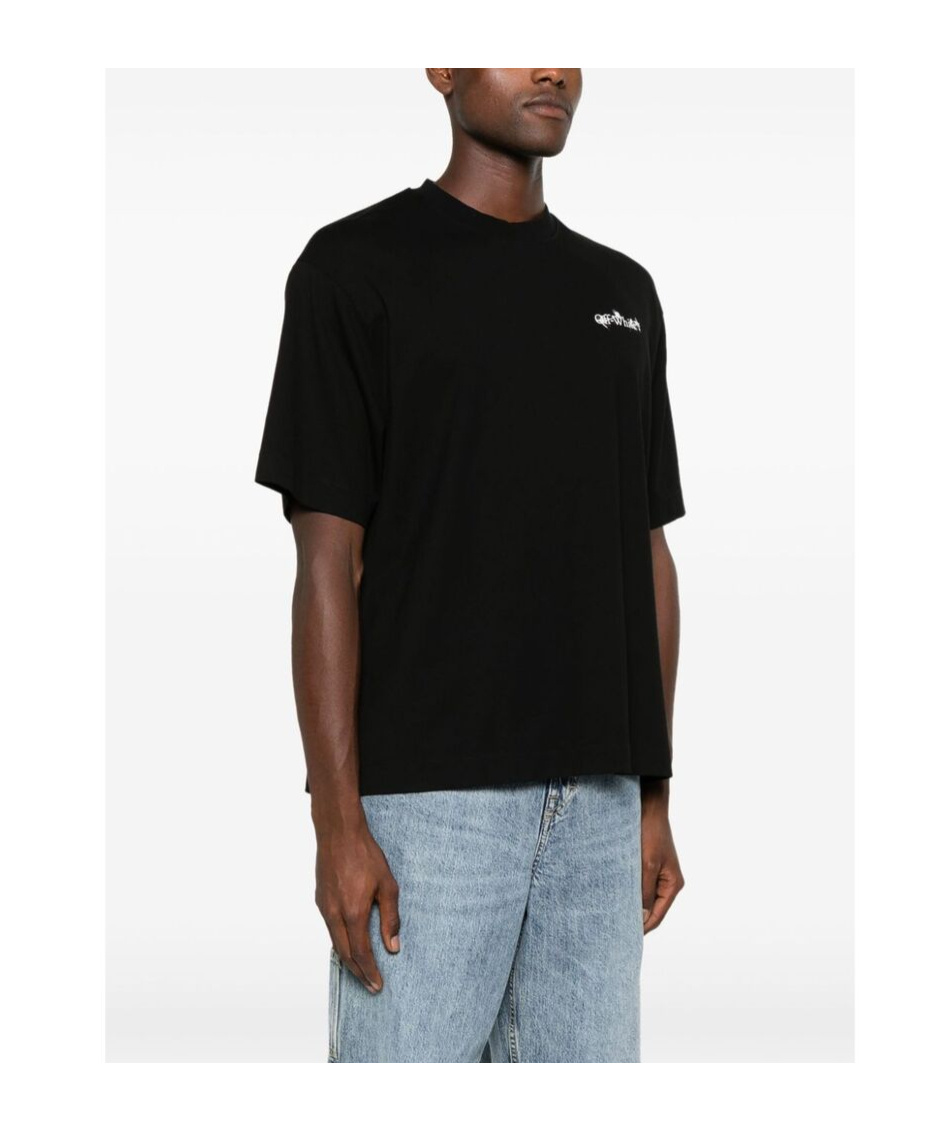 Off-white Graphic Print Short Sleeve Crew Neck T-shirt In Black