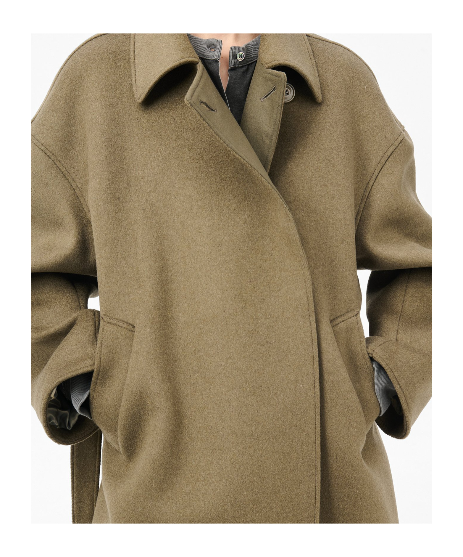 Our Legacy Court Belted Wool-blend Trench Coat In Green