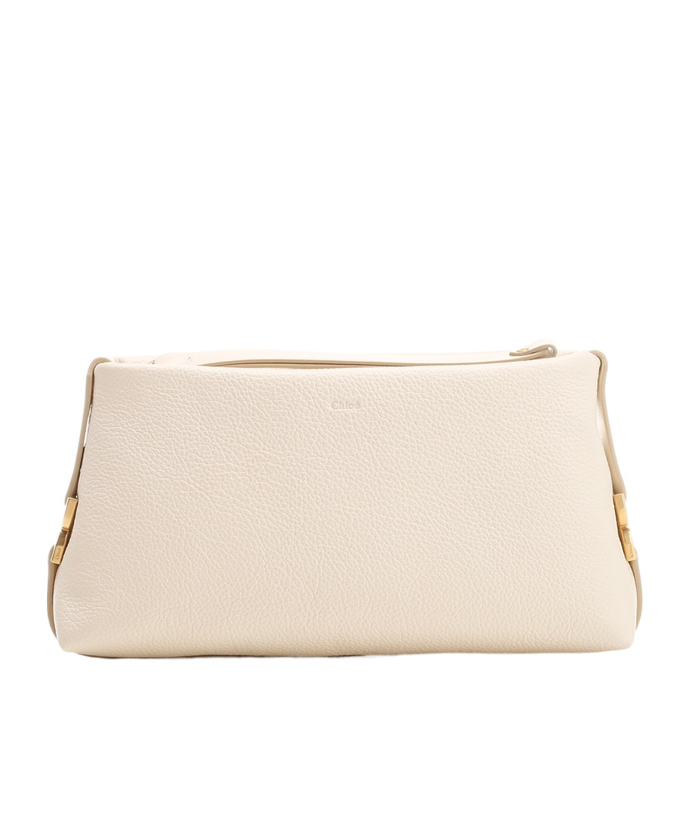Chloé Marcie Logo Clutch In Nude