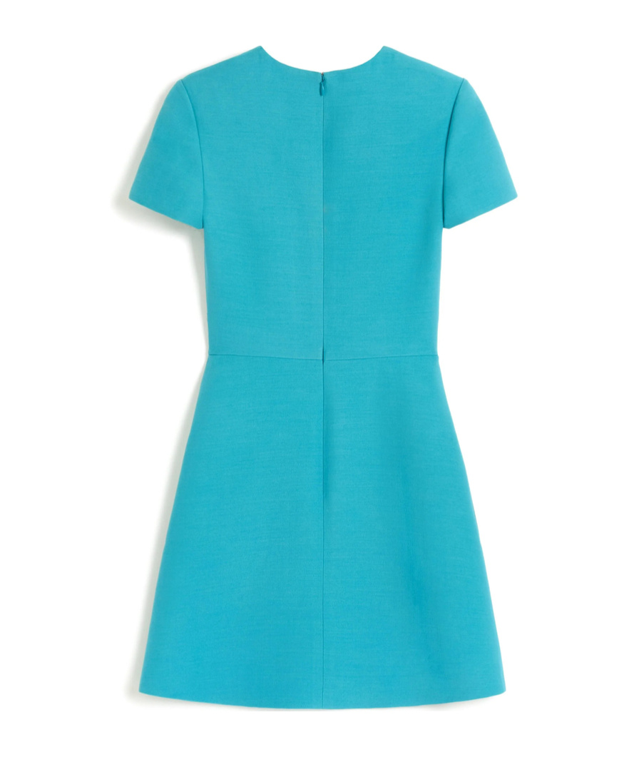 Valentino Bow Cutout Short-sleeve Crepe Mini Dress In Blue