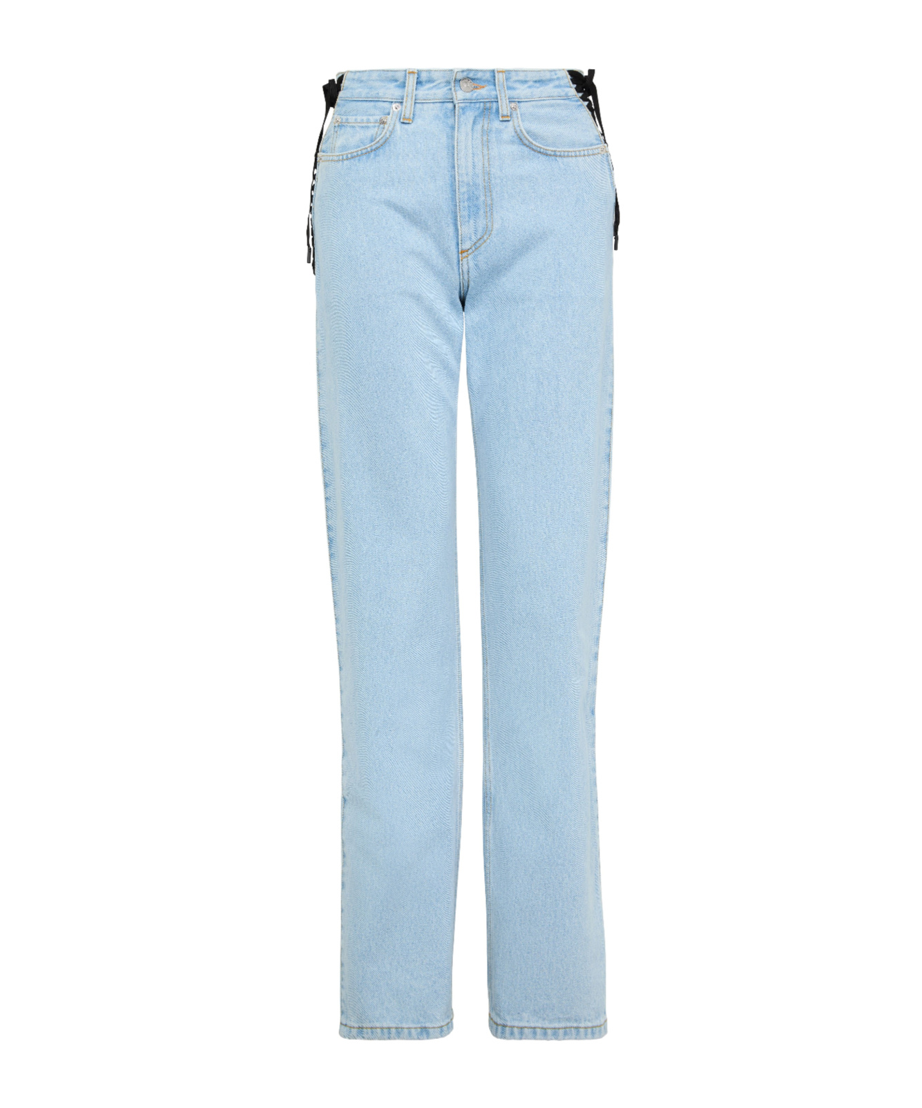 Mugler Lace-up Detail Denim Trousers With Back Pockets In Blue