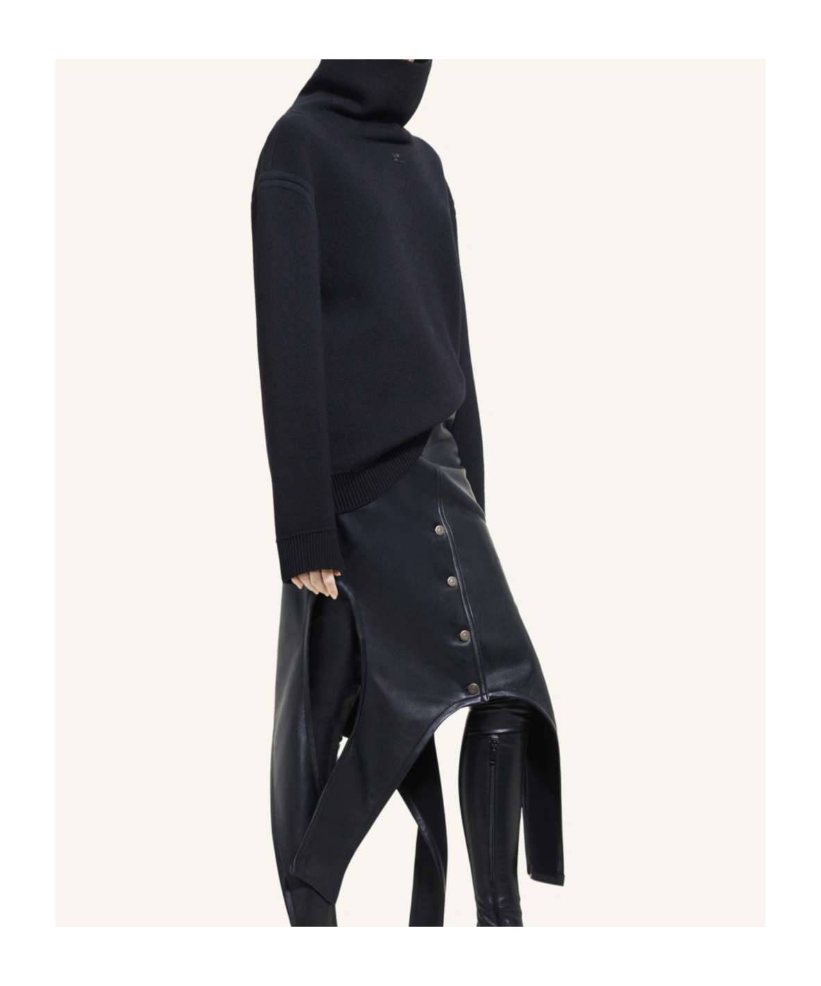 Courrèges Oversized Mock-neck Sweater In Black