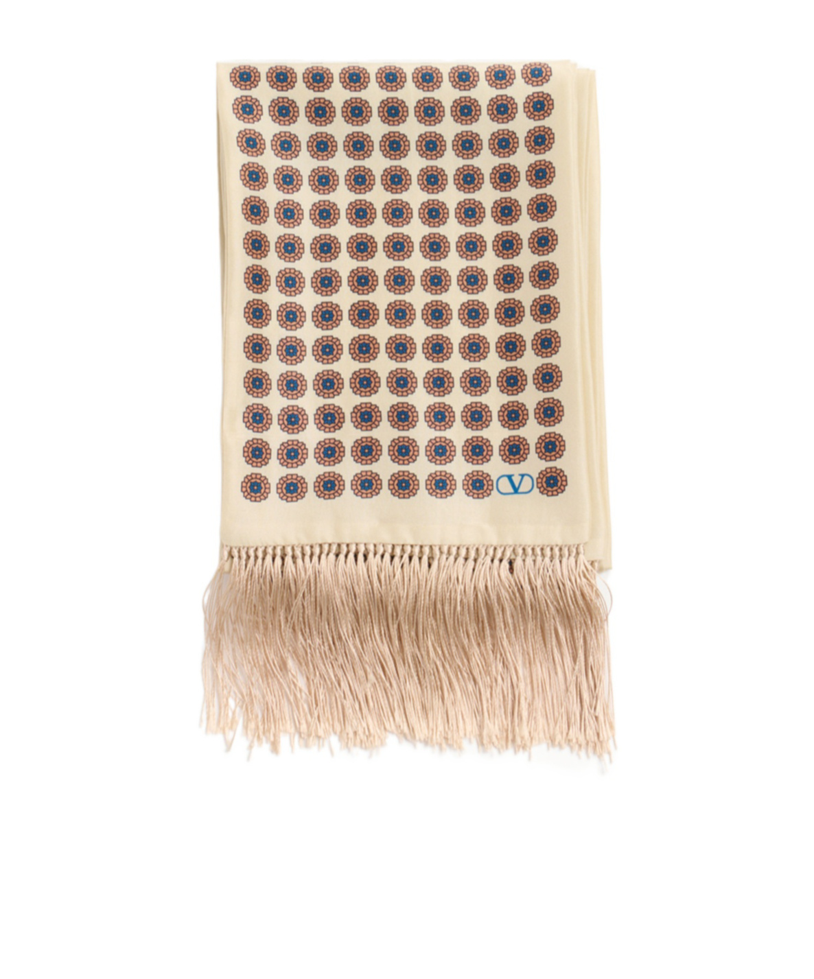 Valentino Garavani Chamber Silk Bandeau Scarf With Fringe In Nude