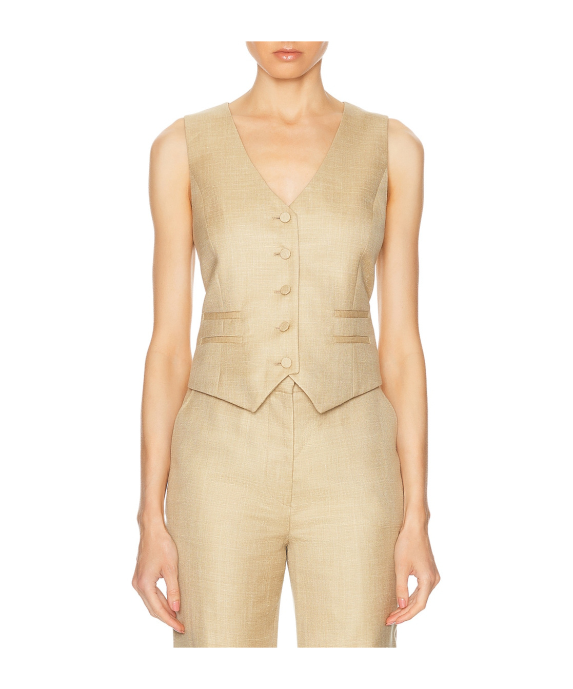 Gabriela Hearst Single-breasted Vest In Nude